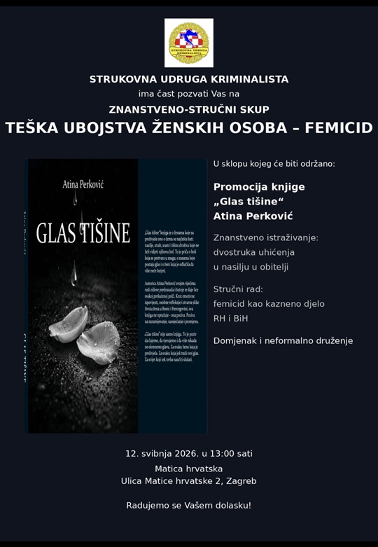 Femicid u fokusu kriminalističke struke – skup i promocija knjige u Matici hrvatskoj
